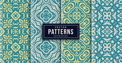 Obraz premium pattern ornament style colors set of four. seamless background ready to print