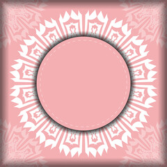 Naklejka premium Pink color flyer with Greek white pattern for your brand.