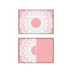 Greeting card in pink with a luxurious white pattern for your congratulations.