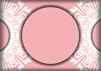 Greeting card in pink with luxurious white pattern prepared for typography.