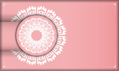 Baner pink with greek white ornament for design under logo or text