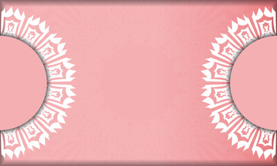Naklejka premium Pink banner with vintage white pattern and space for your logo or text