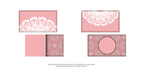 Business card in pink with vintage white pattern for your personality.
