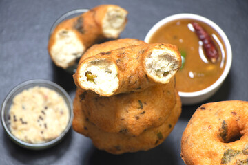 Image of Vada or bada is a category of savoury fried snacks from India

