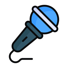 Microphone colored line icon, Merry Christmas and Happy New Year icons for web and mobile design