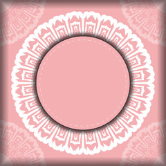 Greeting card in pink with abstract white pattern prepared for typography.
