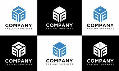 Initial EF Letter geometric letter EF logo design vector. Hexagon Polygon logo concept for business company on a black and white background.