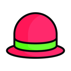 hat colored line icon, Merry Christmas and Happy New Year icons for web and mobile design