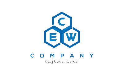 CEW three letters creative polygon hexagon logo