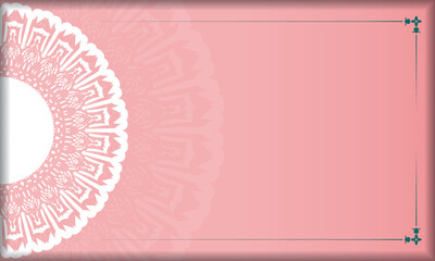 Pink background with vintage white ornaments and space for your text