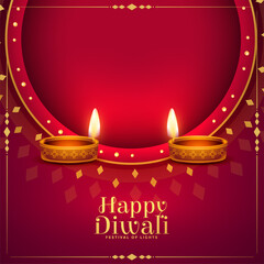 Obraz premium happy diwali indian festival diya with text space