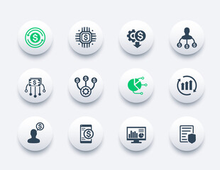 Naklejka premium finance management, financial planning icons set