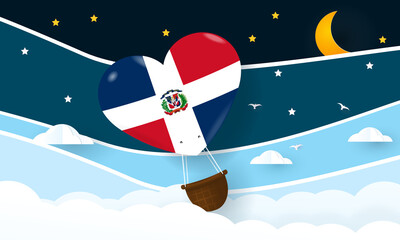 Heart air balloon with Flag of Dominican Republic for independence day or something similar 