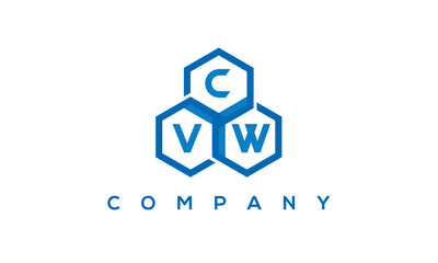 CVW three letters creative polygon hexagon logo