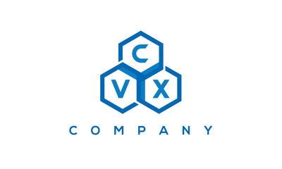 CVX three letters creative polygon hexagon logo