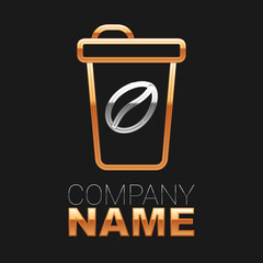 Line Coffee cup to go icon isolated on black background. Colorful outline concept. Vector