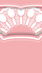 Pink background with luxurious white ornaments for logo design