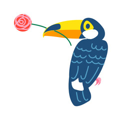 Exotic tropical parrot bird, animal isolated on white. Vector nature animal illustration, parrot tropical jungle wildlife