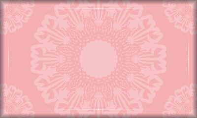 Pink background with mandala white ornament for design under your logo