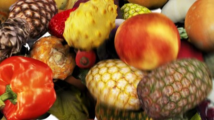 4K Fruits and Vegetables faling transition. Alpha Channel is included (transparent). six seconds duration.