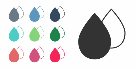 Black Water drop icon isolated on white background. Set icons colorful. Vector