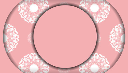 Pink background with Greek white ornaments and place for logo or text