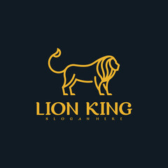 Fototapeta premium Lion logo line art vector design template
