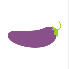 Fresh eggplant with green leaves, vector image