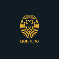 Lion logo line art vector design template