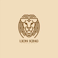 Lion logo line art vector design template
