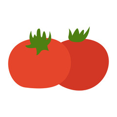 Vector image of two ripe tomatoes flat design, flat composition