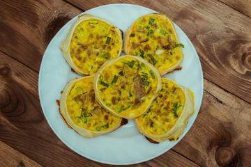 onion and egg mushroom baked udmurt national dish 