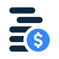 Dollar, coin stacks icon. Simple editable vector design isolated on a white background.