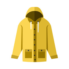 Vector Flat Design Yellow Raincoat. Vector illustration