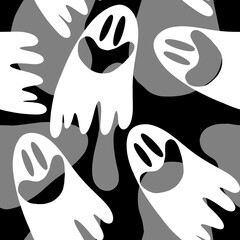 Seamless Halloween pattern with ghosts pattern 