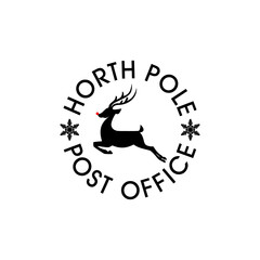North pole post office stamp icon isolated on white background