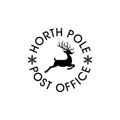 North pole post office stamp icon isolated on white background