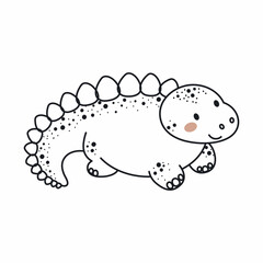 Cute dinosaur in outline sketch style. Funny cartoon dino for kids cards, baby shower, t-shirt, birthday invitation, house interior. Bohemian childish vector illustration.