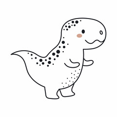 Fototapeta premium Cute dinosaur in outline sketch style. Funny cartoon dino for kids cards, baby shower, t-shirt, birthday invitation, house interior. Bohemian childish vector illustration.