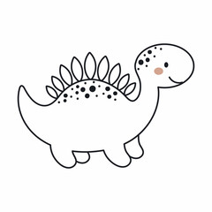Cute dinosaur in outline sketch style. Funny cartoon dino for kids cards, baby shower, t-shirt, birthday invitation, house interior. Bohemian childish vector illustration.