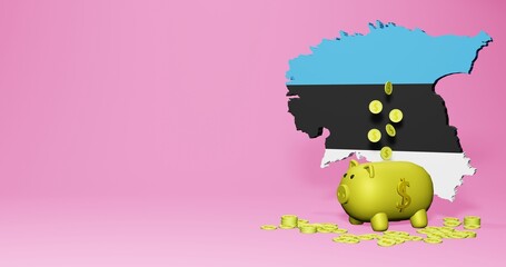 3d rendering of piggy bank as positive economic growth in Estonia