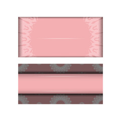 Pink color Brochure template with vintage white pattern for your congratulations.