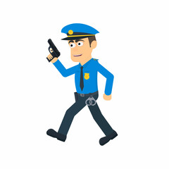 Policeman. A policeman with a gun, vector illustration