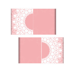 Template Brochure pink color with mandala white pattern for your brand.