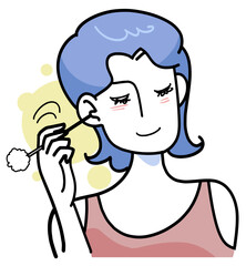 耳かきする女性