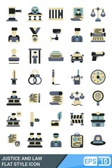 justice and law icons set. vector illustration in flat style isolated on white background. EPS 10