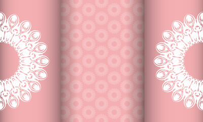 Pink banner template with mandala white ornament and place under your text