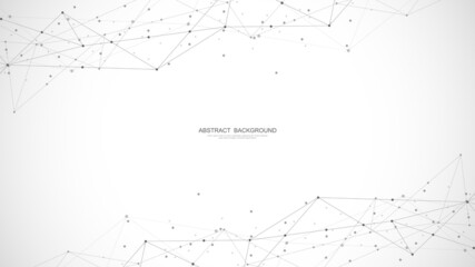 Obraz premium Abstract low poly background with connecting the dots and lines. Networking concept, internet connection and global communication