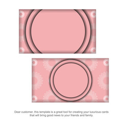 Business card in pink with Indian white pattern for your brand.