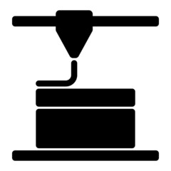 ngi1301 NewGraphicIcon ngi - 3D printing machine icon . additive manufacturing (AM) - computer aided design (CAD) - 3D printed object - processing - three dimensional printer filament . black g10767